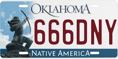 OK license plate 666DNY