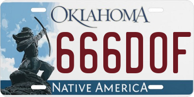 OK license plate 666DOF