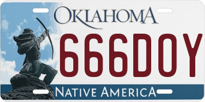 OK license plate 666DOY