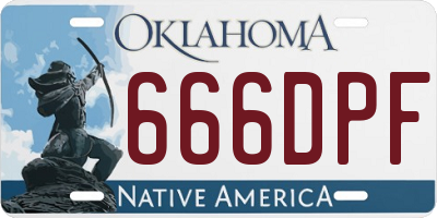 OK license plate 666DPF