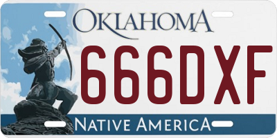 OK license plate 666DXF