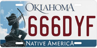 OK license plate 666DYF