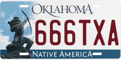 OK license plate 666TXA