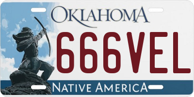 OK license plate 666VEL