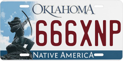OK license plate 666XNP
