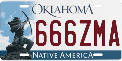 OK license plate 666ZMA