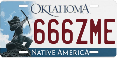 OK license plate 666ZME