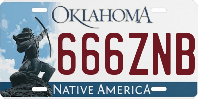 OK license plate 666ZNB