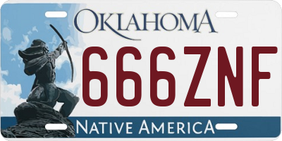 OK license plate 666ZNF