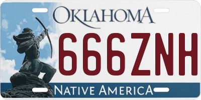 OK license plate 666ZNH