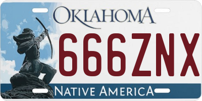 OK license plate 666ZNX