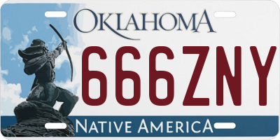 OK license plate 666ZNY