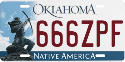 OK license plate 666ZPF