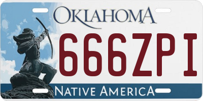 OK license plate 666ZPI