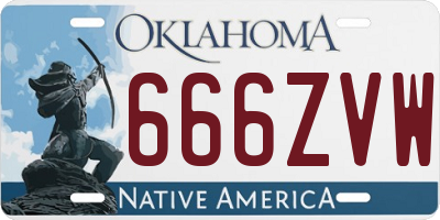 OK license plate 666ZVW