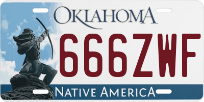 OK license plate 666ZWF