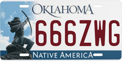 OK license plate 666ZWG