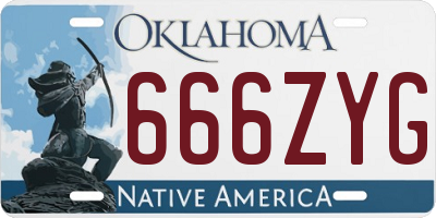 OK license plate 666ZYG