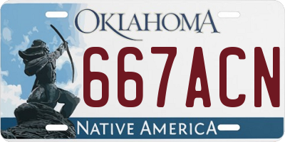 OK license plate 667ACN