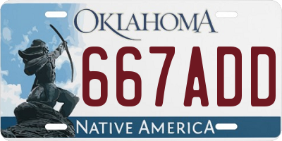 OK license plate 667ADD