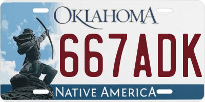 OK license plate 667ADK