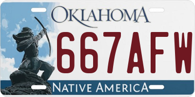 OK license plate 667AFW