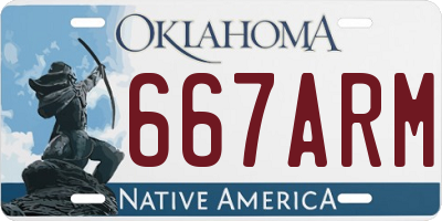 OK license plate 667ARM