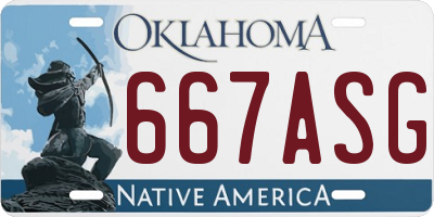 OK license plate 667ASG