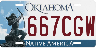 OK license plate 667CGW