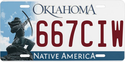 OK license plate 667CIW
