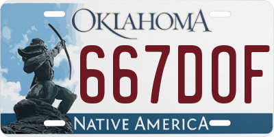 OK license plate 667DOF