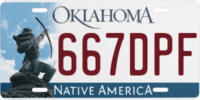 OK license plate 667DPF