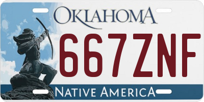OK license plate 667ZNF
