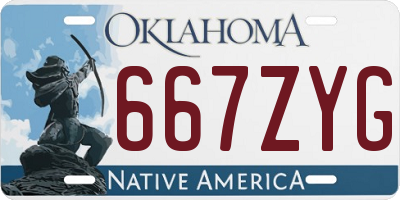 OK license plate 667ZYG
