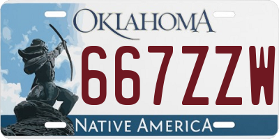 OK license plate 667ZZW