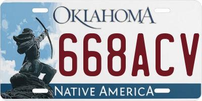 OK license plate 668ACV