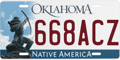 OK license plate 668ACZ