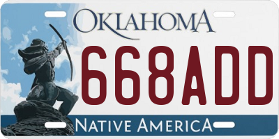 OK license plate 668ADD