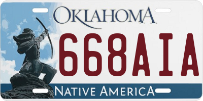 OK license plate 668AIA