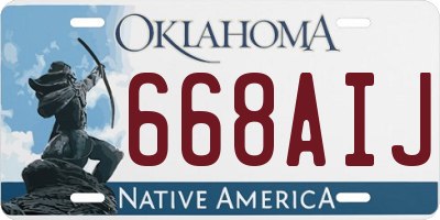 OK license plate 668AIJ
