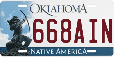 OK license plate 668AIN