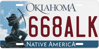 OK license plate 668ALK