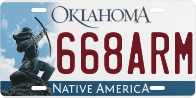 OK license plate 668ARM