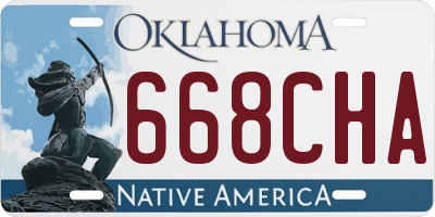 OK license plate 668CHA
