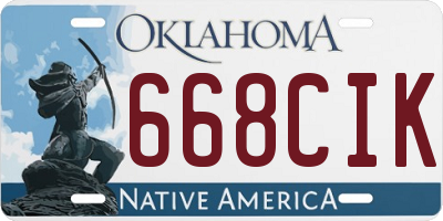 OK license plate 668CIK