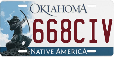 OK license plate 668CIV