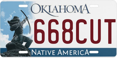 OK license plate 668CUT