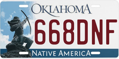 OK license plate 668DNF
