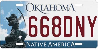 OK license plate 668DNY