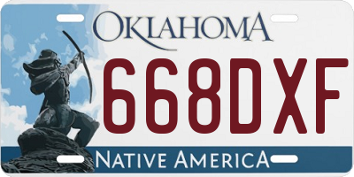OK license plate 668DXF